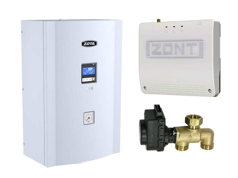 Миникотельная-SET ZOTA MK-S 9 кВт (котел + клапан ГВС ZOTA BPV + ZONT SMART 2.0 с OpenTherm)
