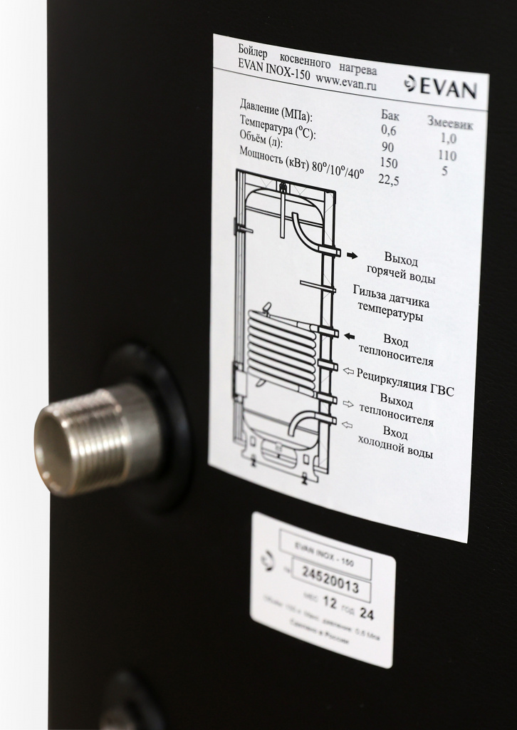 Бойлер косвенного нагрева EVAN INOX-200