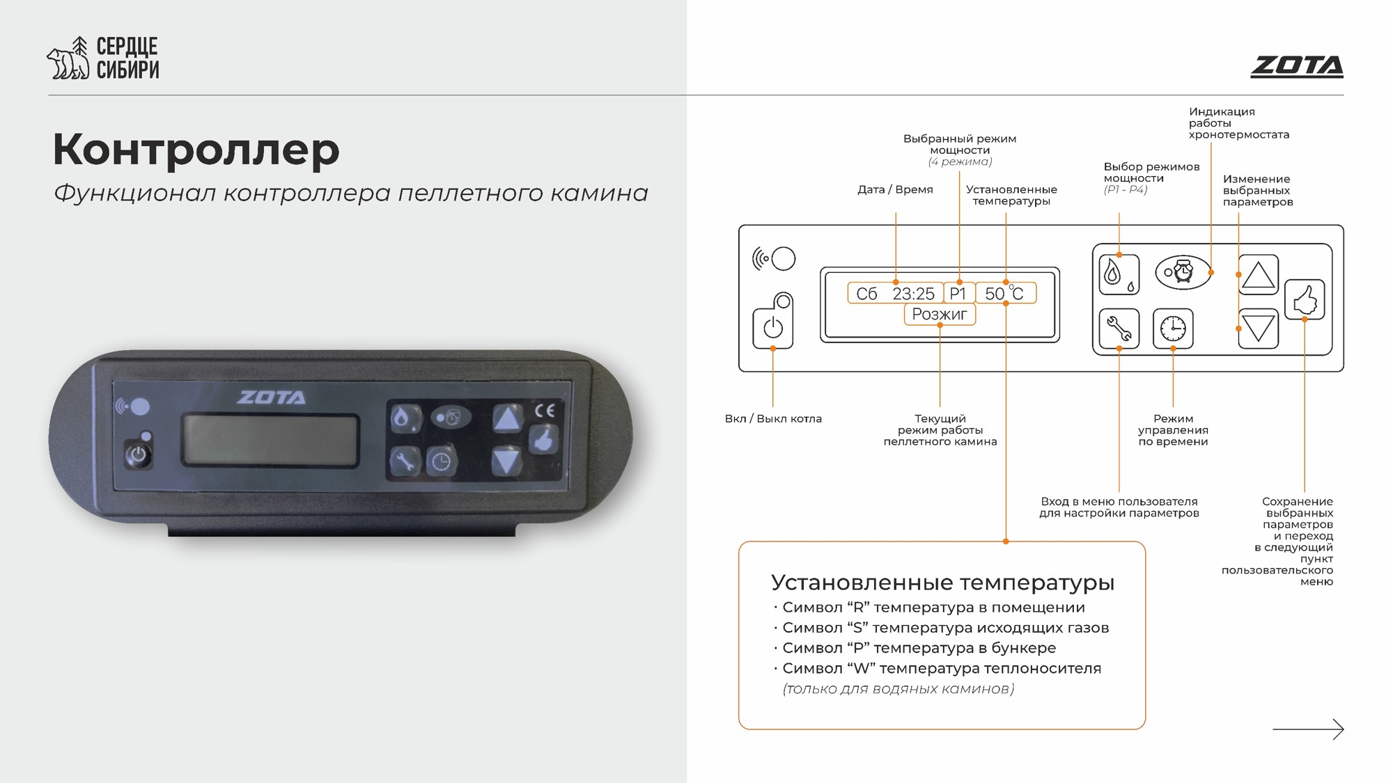 Камин пеллетный ZOTA  A9H20 black 9кВт WiFi